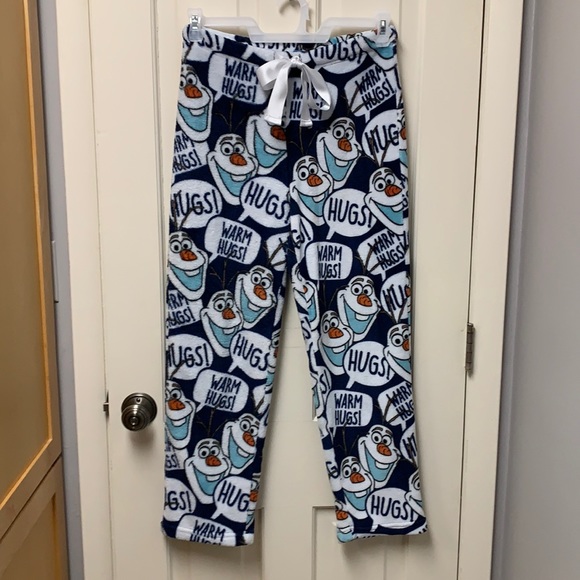 DISNEY Olaf Snowman Small PJ Bottoms Jammie Pants with ribbon tie at waist - Picture 5 of 15